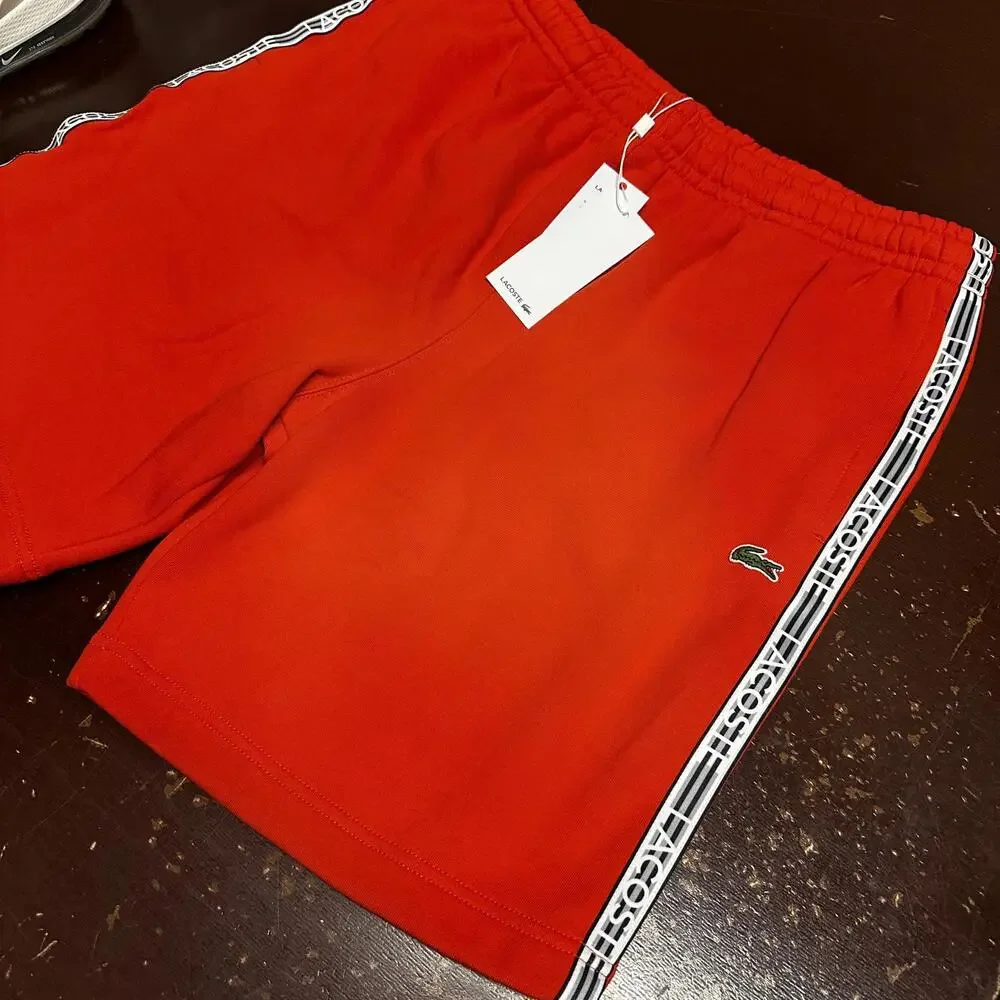 Lacoste Sport Men's XL 10" Bright Red Cotton Sweat Shorts Logo - Picture 2 of 5